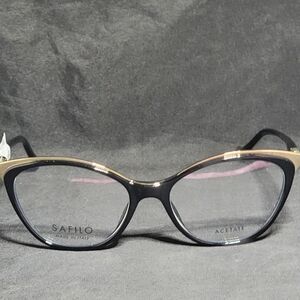 Safilo Ciglia 01 Cat Eye Eyeglass Frames Black/Gold 2M2 140 Women’s Italy NEW